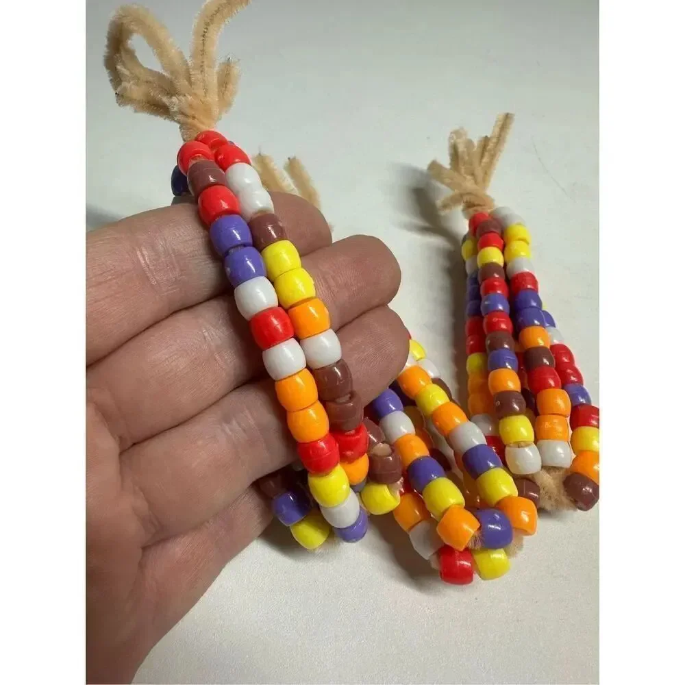 Vintage Lot of 3 Handmade Indian Corn Lacing Thanksgiving Fall Decorations
